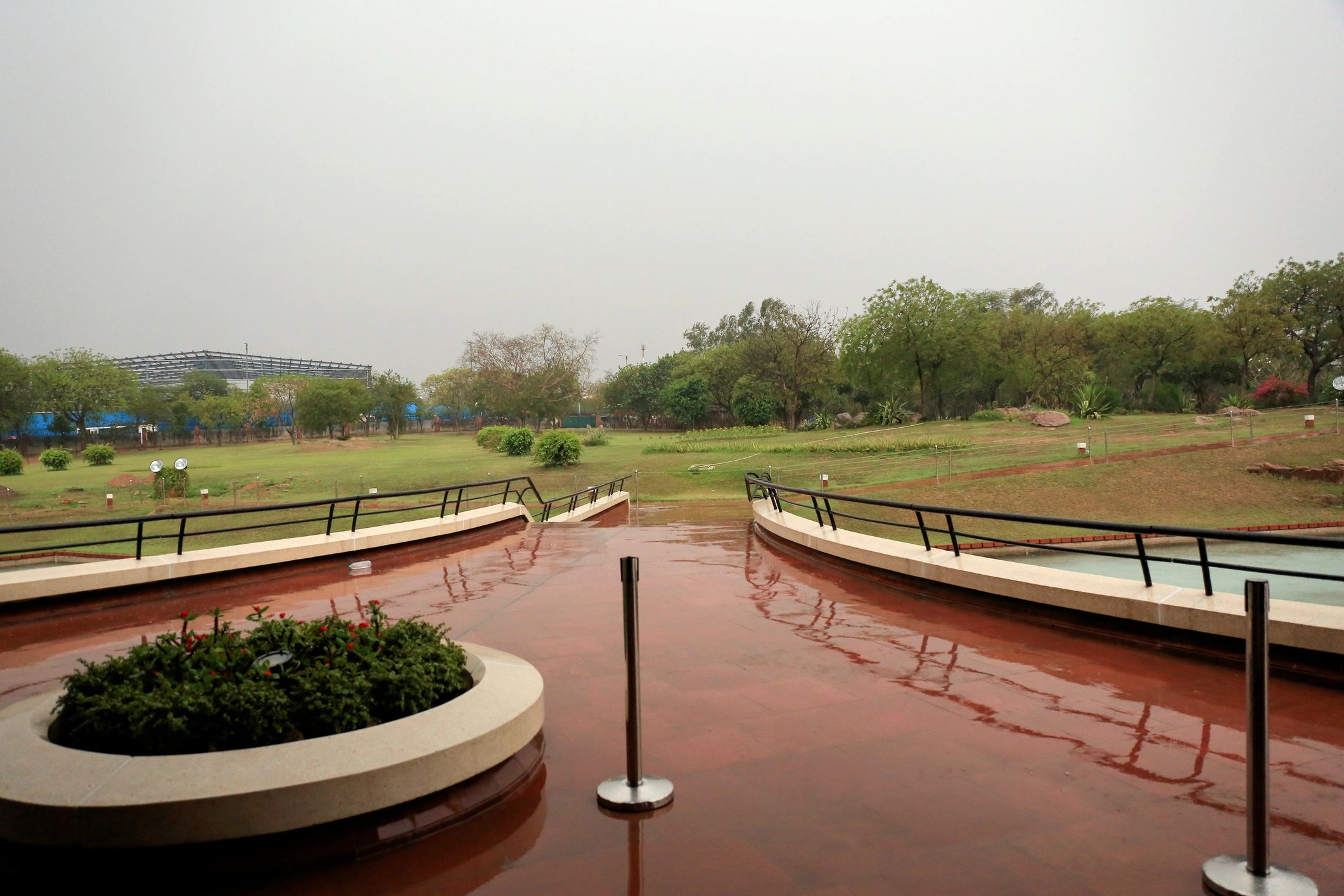 Institutional corridor and campus walkway
